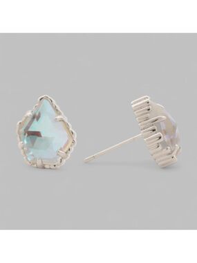 Kendra Scott Tessa Studs Rhodium Dichroic Glass earrings  NWT
